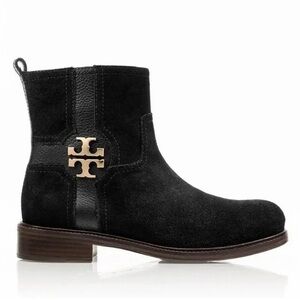 TORY BURCH ALAINA Black Suede Leather Flat Boot Size 10